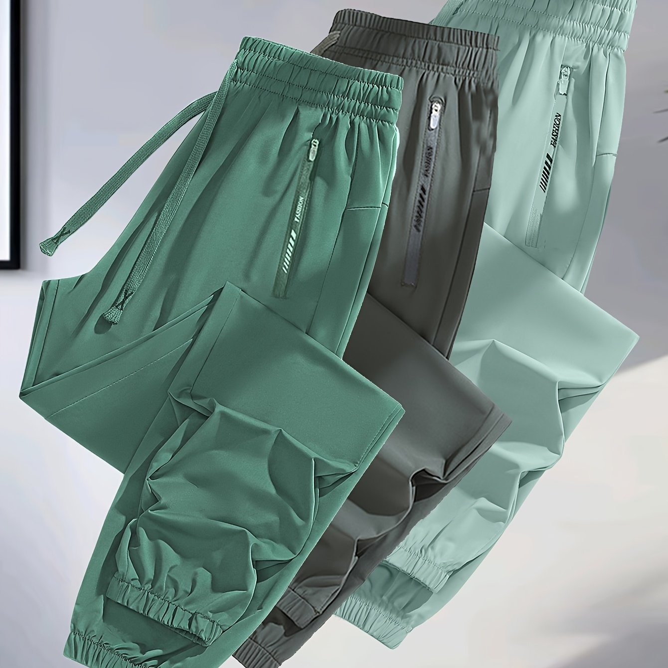 [3pcs Colorful Summer Joggers] 3pcs Women's Summer Casual Sports Pants | Ice Silky Fiber Fabric, Breathable, Elastic Waist, Tapered Running Cycling Joggers | Colorful