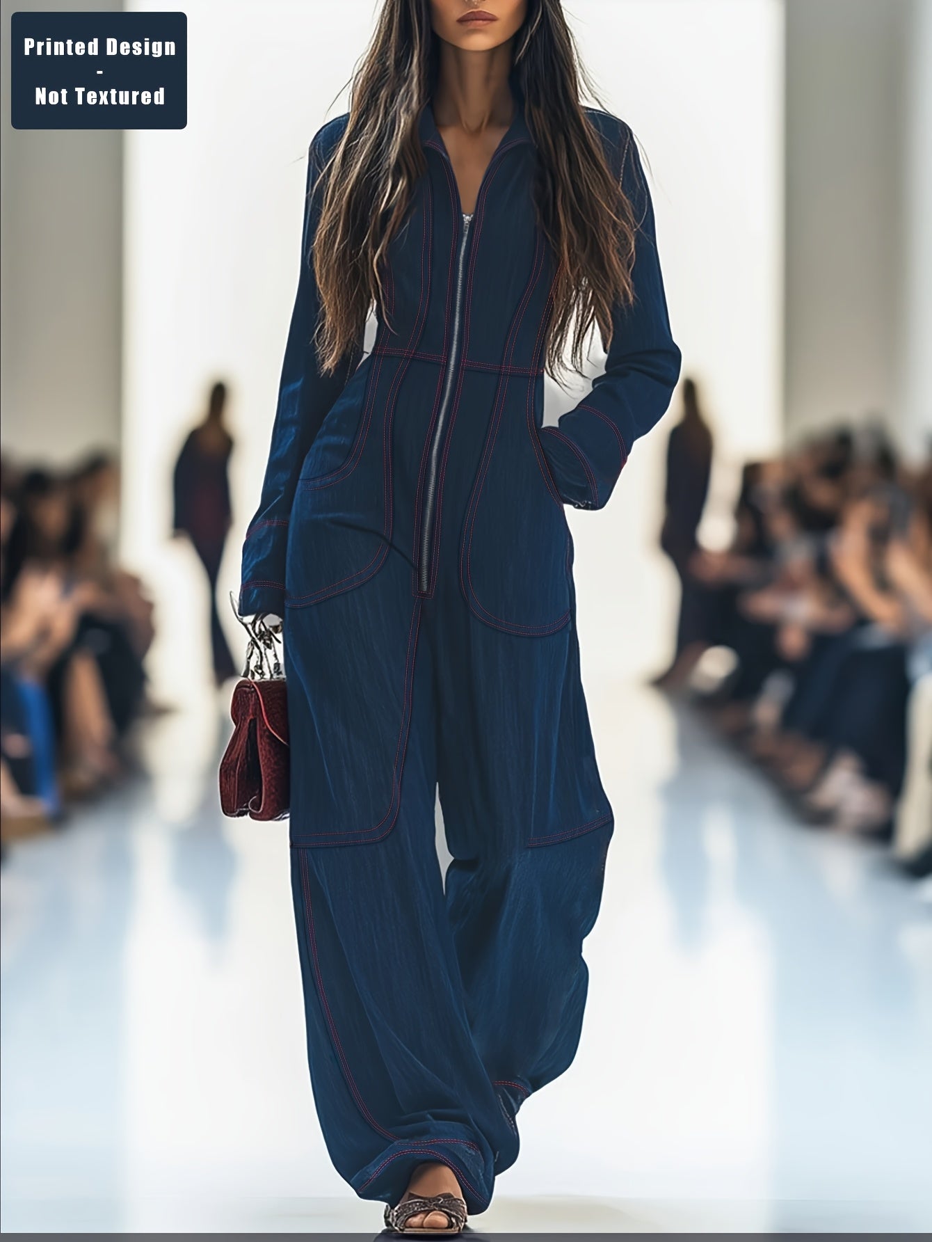 [Printed Design Jumpsuit] Vintage Casual Wide-Leg Jumpsuit | Printed Design – Not Textured Loose