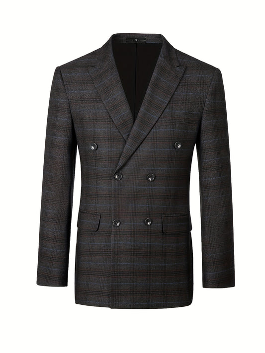Mens Suit 3pcs Checked Blazer Jacket Vest Pant Slim Fit Single Or Double Breasted Vintage Suits Wedding Groomsmen Prom Business 2 Buttons Tuxedo Suit Set