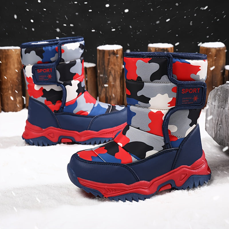 Kids' High-Top Snow Boots - Non-Slip Warm Winter Shoes with Closure, Durable TPR Sole & Breathable Fabric Lining for Outdoor Hiking, Casual Wear - Boys & Girls, Hiking Boots, Hiking Footwear, Sporty Design, Secure Fit Footwea
