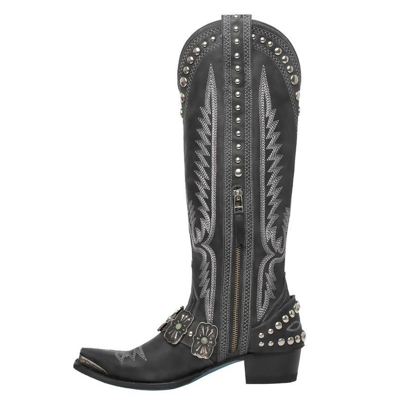 Women'S Western Cowboy Boots - Chunky heel, Slip-Resistant Rubber Sole, Zipper Closure, Brown, for Western Events, Everyday & Formal Outfits - All-Day Comfort & Easy-Clean Shoes, Winter Footwear, Retro Style, Pointed Toe, Dur
