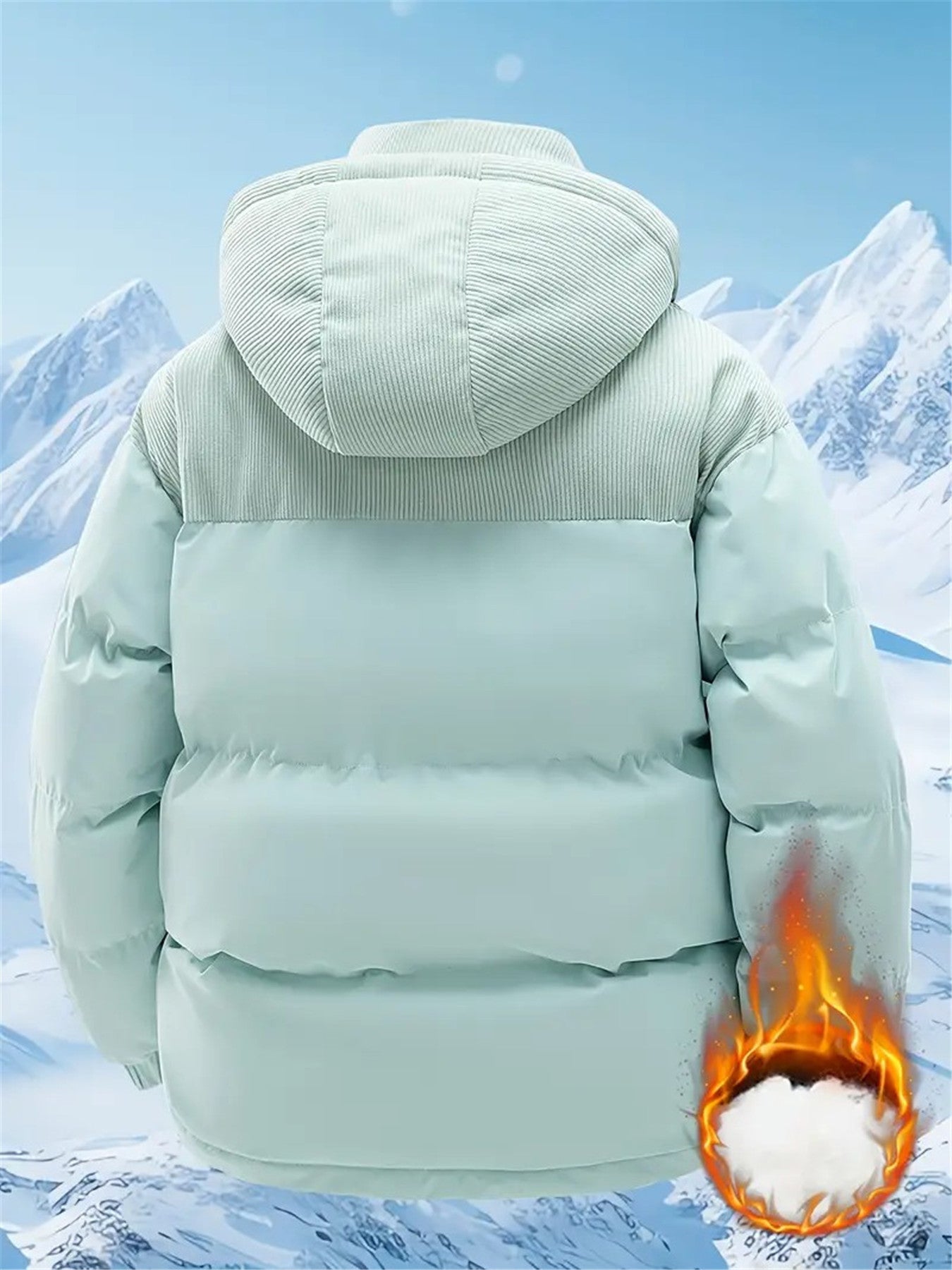 [Winter Fleece Jacket] 1pc Winter Hooded Fleece Jacket for Men & Women - Detachable Hooded Warm Color Block Coat with Zipper Closure, Polyester Fill, Regular Fit, Perfect for Cold Weather Outdoor Activities
