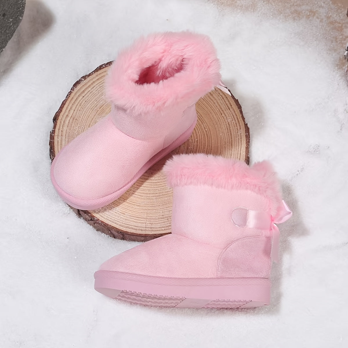 -Lined Thick Warm Shoes, Thick-Soled Comfortable Fashion Kids' Short Snow Boots, Children's Shoes, Seasonal -Lined Warm Boots for Toddler Princesses