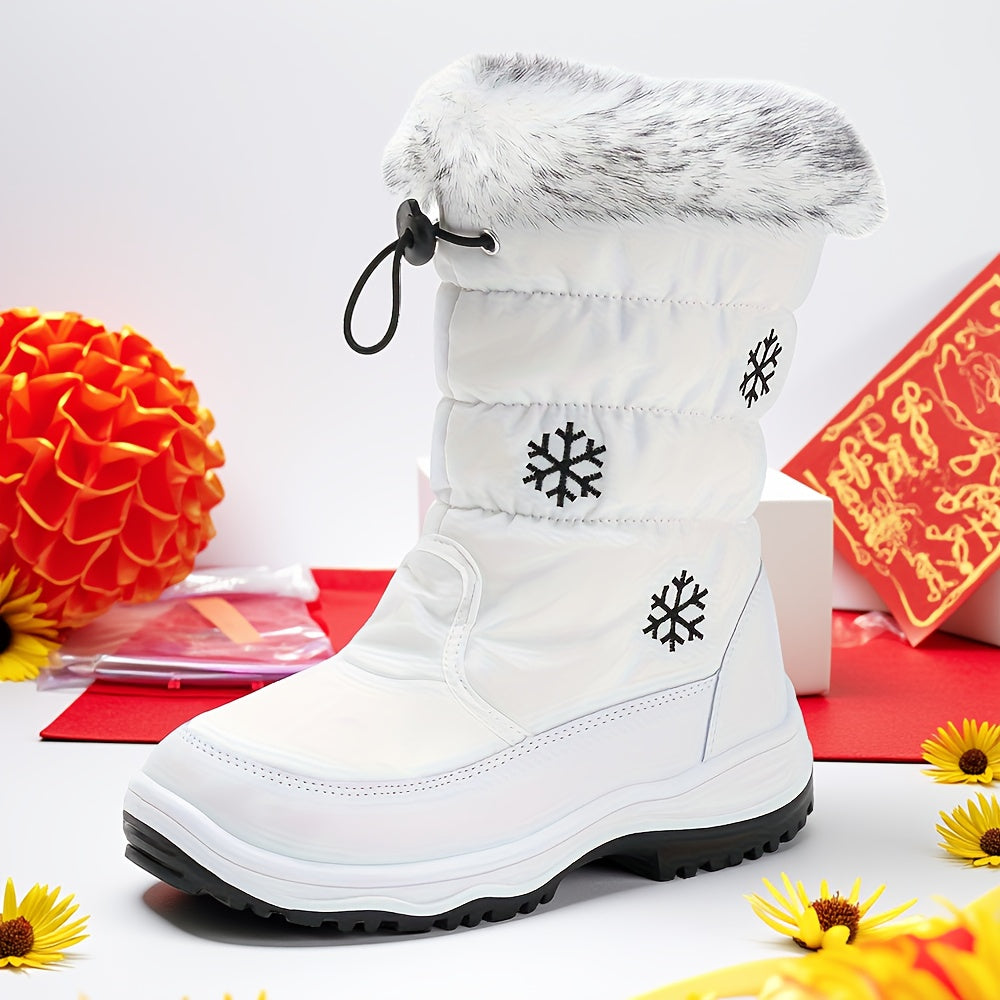 Girls' Winter Snow Boots with Plush Lining - Cute Pink & Snow Boots with Zipper Closure, Warm Mid-Top Round Toe Snow Boots for Girls, All-Season Outdoor Play, Hiking & Casual Wear, Winter Boots, Hiking Footwear, Stylish Footw