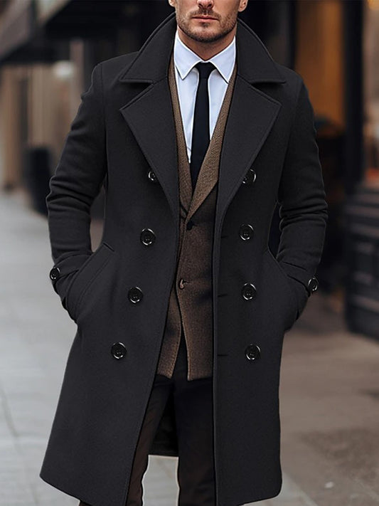 European And American Autumn And Winter Korean Fashion Young Men Casual Lapel Double-Breasted Coat Jacket