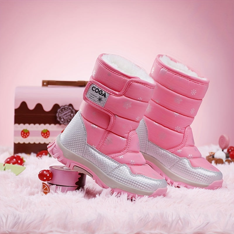 [Preppy | Winter] Winter High-Top Snow Boots | Preppy Casual Boots for Boys & Girls | Adjustable Fastening, PU & Nylon Upper, Fabric Lining, TPR Sole, Round Toe, Kids' Warm Padded Boots