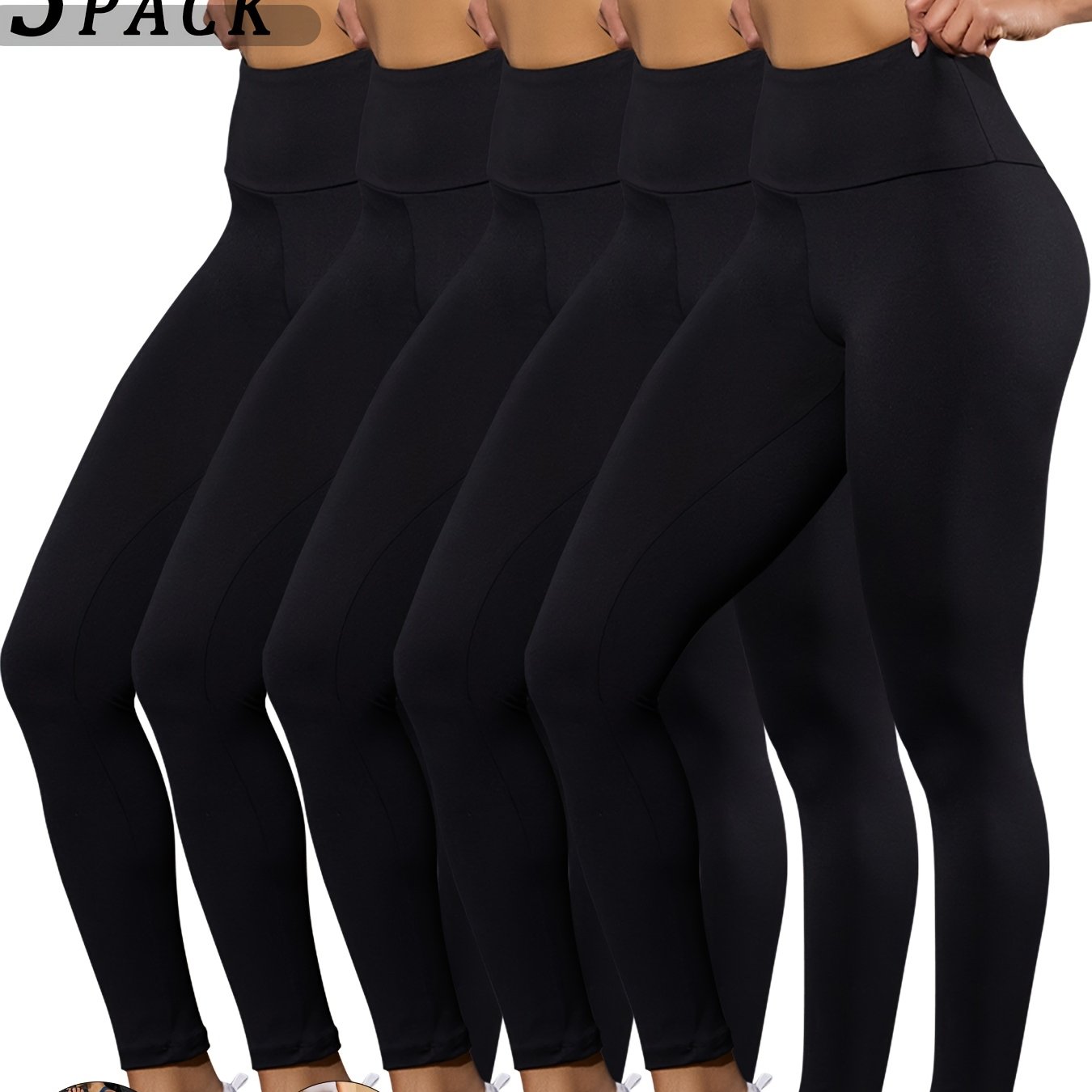 5 Pack Super Soft High Waisted Leggings - Women's Tummy Control, No See Through, Workout, Yoga, Running Pants for Comfortable Fitness