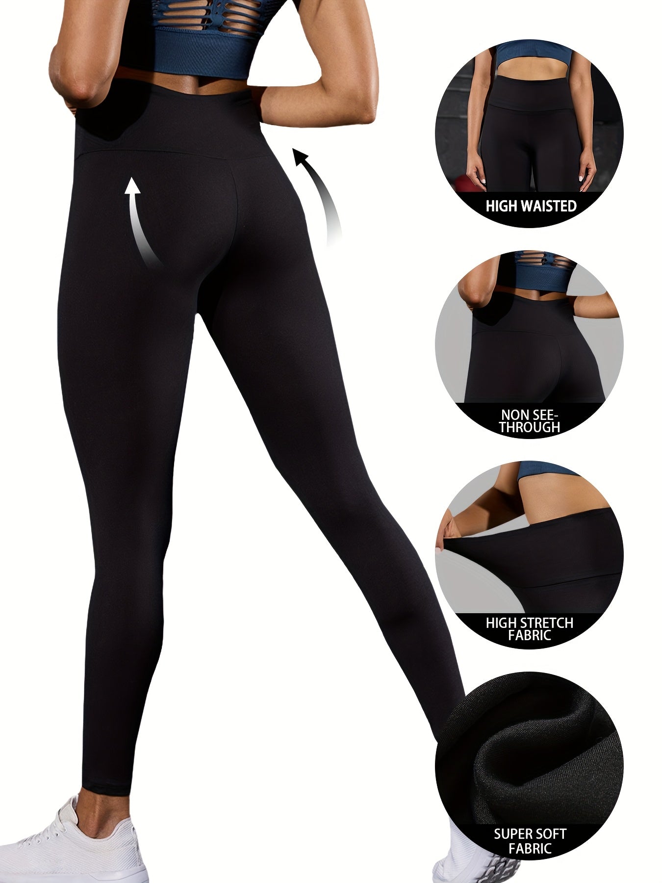 Set of 5 • Ultra-Soft Leggings for Ladies • High Waist for Tummy Support • Non-Transparent • Perfect for Workouts, Yoga, And Running