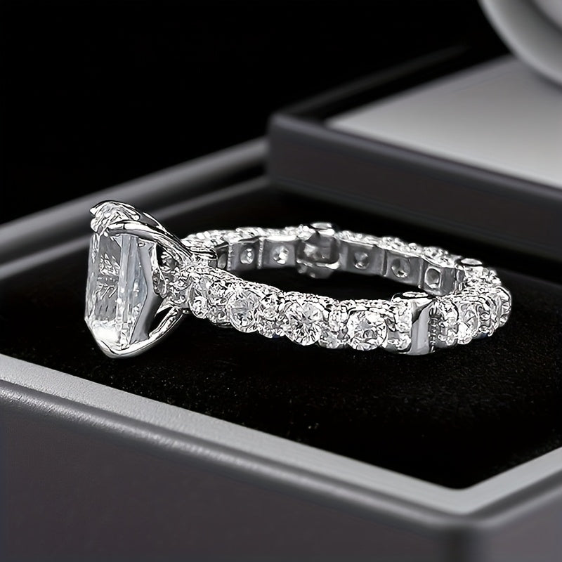 1pc 5CT radiant Chelmosanite engagement rings, wedding rings, halo rings, vintage vintage anniversary Promise bridal rings