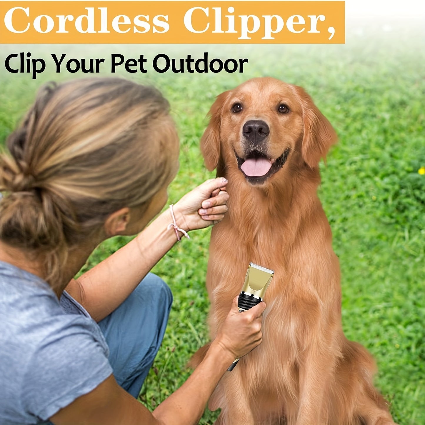 Dog Grooming Kit Low Noise Rechargeable Dog Clippers for Grooming Cordless Dog Grooming for Dogs, Cats Golden, Professional Dog Grooming Clippers, Dog Clippers for Grooming Professional Kit, Dog Grooming Kit for Small Dog, Pe