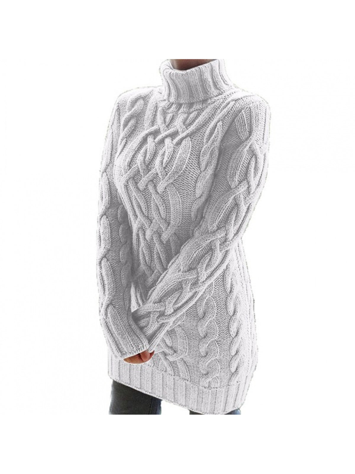 Women'S Retro Thickened Sweater - European & American Style Double Collar Pencil Dress, Solid Color Winter Warmth, Elegant Office & Semi-Formal Attire, Durable Thick Yarn Construction, Comfortable Casual to Professional Outfi