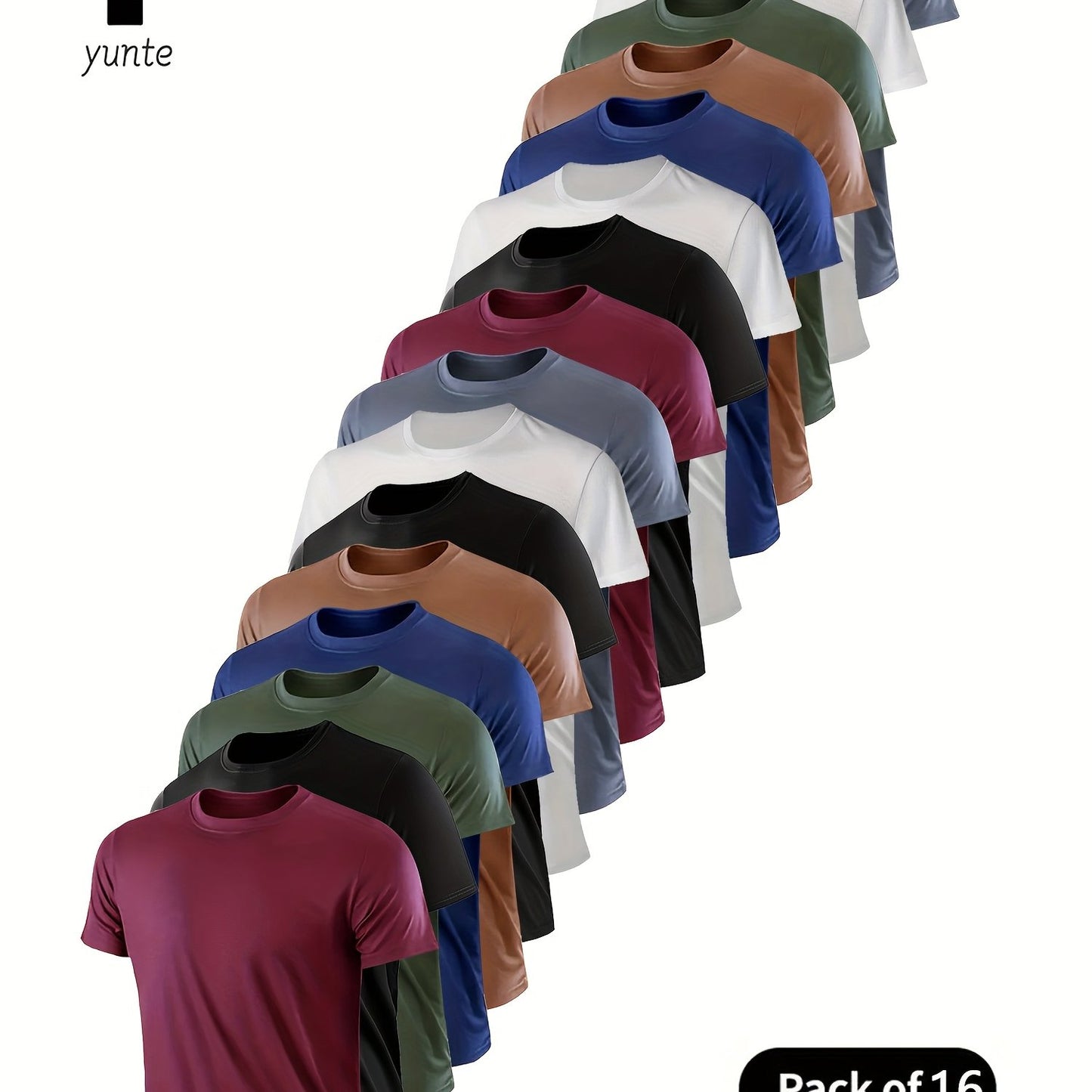 16pcs Red-Black-Army-Green-Camo-Black-White-Gray-Red-Black-White-Army-Green-Camo-Army-White-Gray Mixed Colors, Ultra-Light Men's Crew Neck T-Shirt - Quick-Drying, Breathable, Sweat-Wicking Shirt, Suitable for Fitness, Gym, an