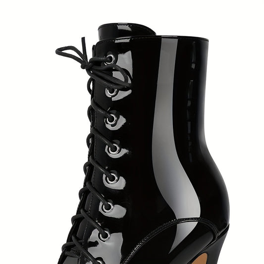 Women's Color Blocked High-heeled Waterproof Platform Winter Boots
