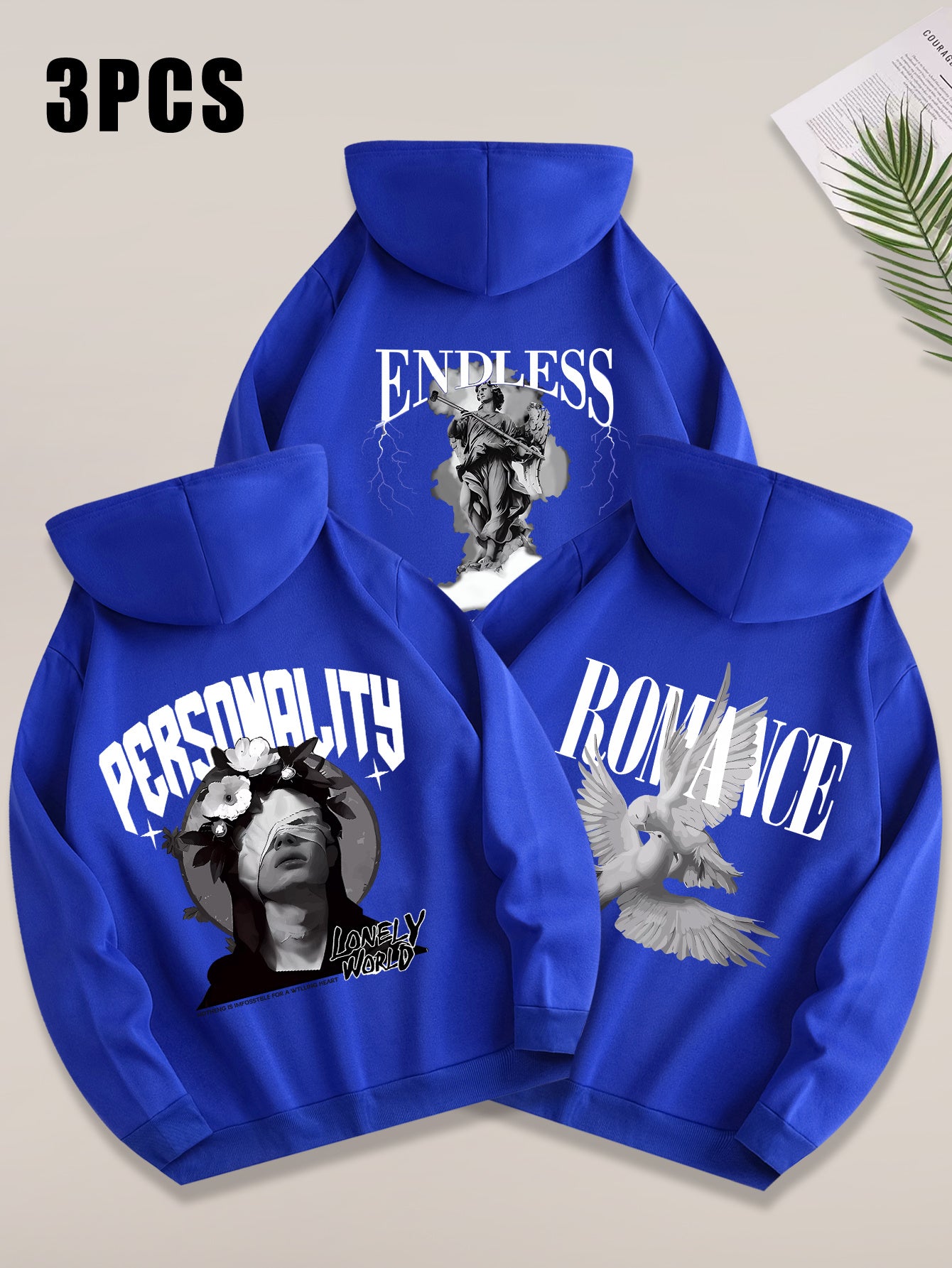 Three-pc 100% Polyester Men's Micro-Stretch Casual Sportswear • Soft and Comfortable Hooded Sweatshirt • Machine Washable Loungewear Top • Classic, Stylish, and Versatile • for Outdoor Activities