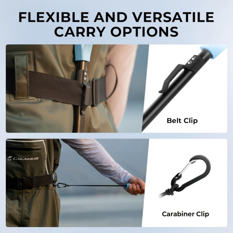 1 Triangle Fishing Net | Foldable, Lightweight & Strong Landing Net with Non-Slip Elastomer Handle, Built-in Elastic Lanyard and Belt Clip, Aluminum Alloy - Ideal Gift for Men
