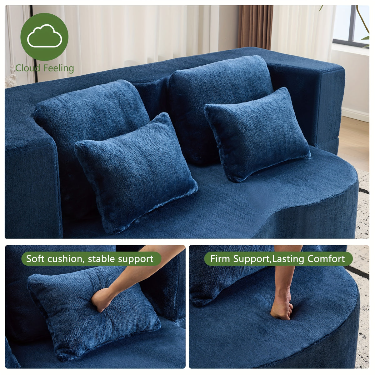Queen Size Foldable Sofa Bed, Chenille Futon Sofa Couch, High-Density Foam Convertible Sleeper Sofa, Foldable Floor Couch Bed for Living Room, Guest Room, Bedroom