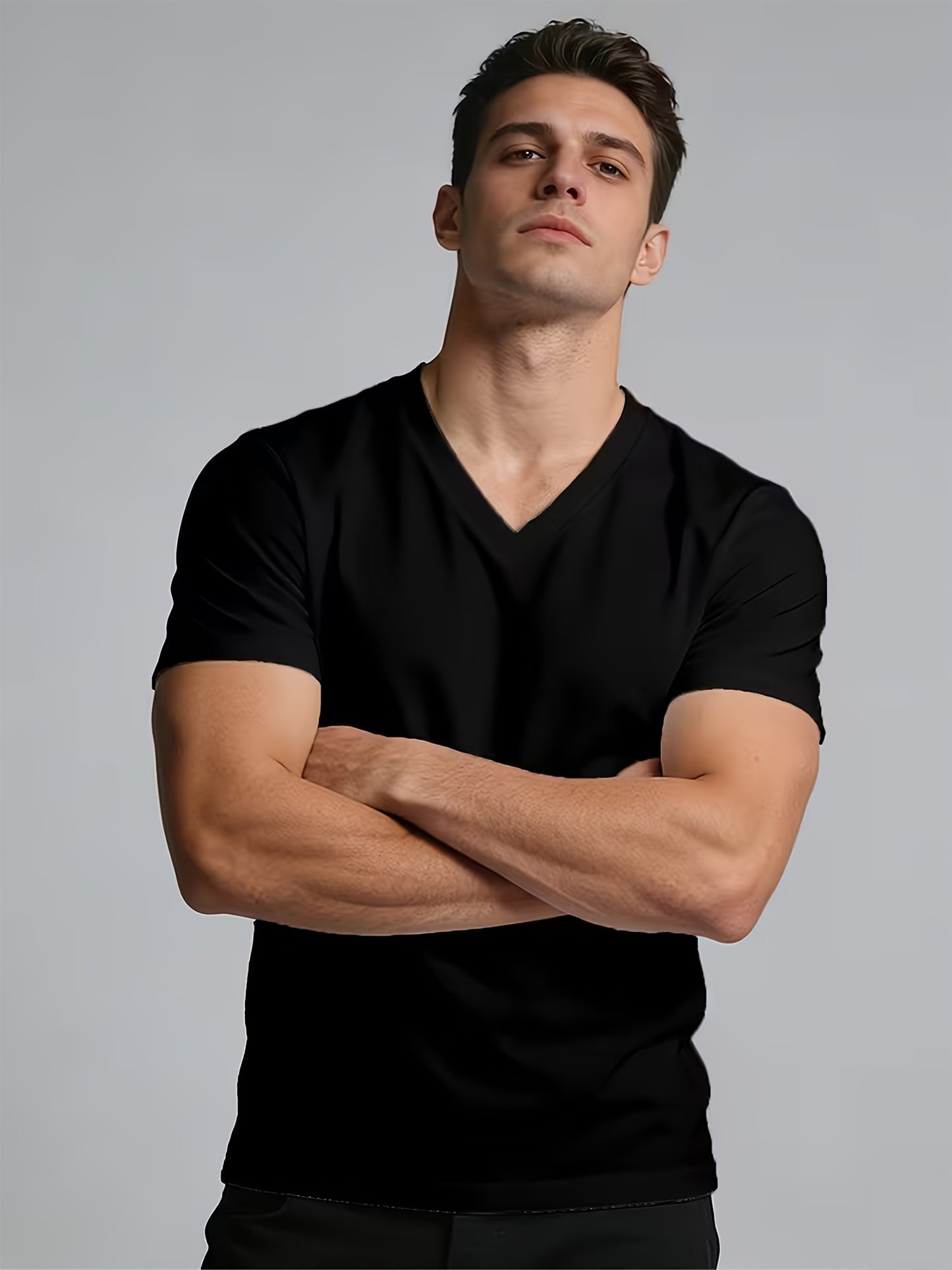 5-Pack Men'S V-Neck T-Shirts | Comfortable, Slightly Stretchable, Slim Fit, Versatile Design, Sportswear, Quick-Dry, Modern Style, Casual Sports Apparel