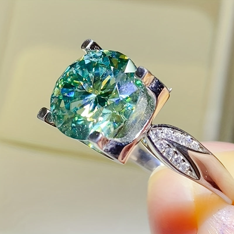 1pc S925 925 Silver Inlaid 5 Carat Moissanite Ring Birthday Party Luxury Gift for Men And Women