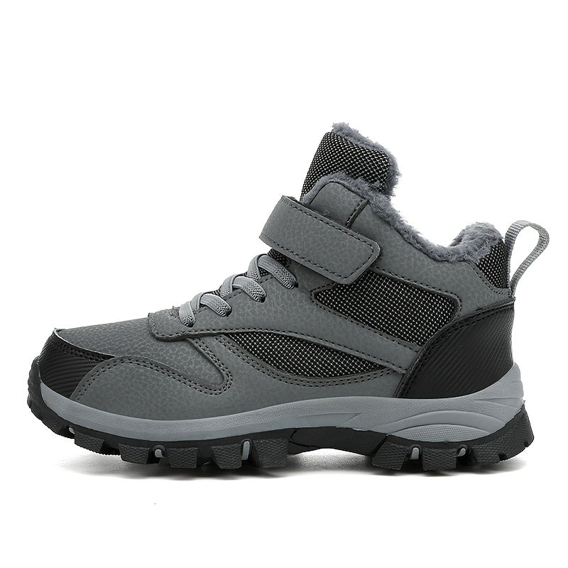 Boys & All-Terrain Winter Snow Boots - -like Upper & TPR Sole, Low-Top Hiking Shoes with Traction Tread, Cushioned Insole & Arch for, Sports, Everyday - All-Season (Winter/Spring/Fall) - Ideal for Skiing, Snowboarding, Hiking