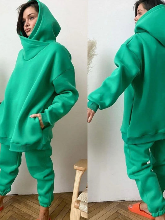 Autumn Winter Women's Fashion Casual Sweatshirt Set Two-Piece Set