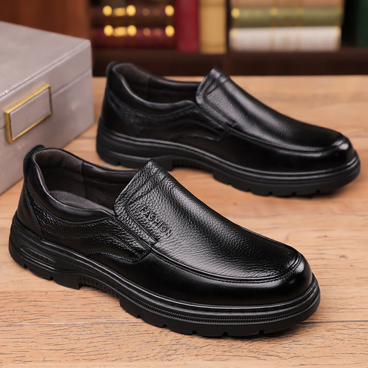 Low-key Luxury Men's High-end Business Casual Shoes, Formal Shoes, Loafers. Available in Solid Color Upper Slip-on Design with Lining Flat Shoes. Thick Sole, Wear-resistant, Non-slip, Durable. Available in 7 Sizes. Versatile