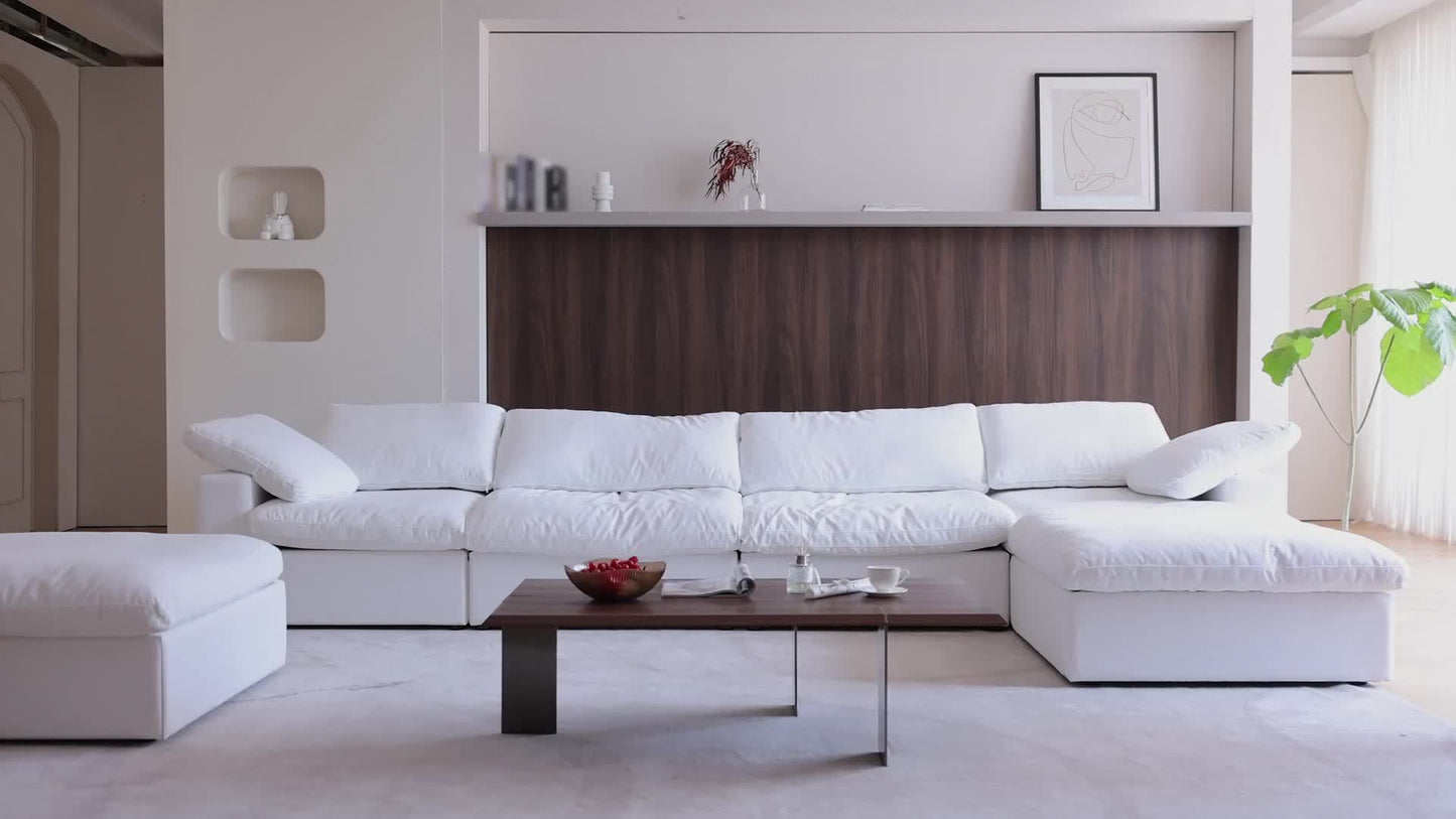 Cloud Modular Sectional Sofa Couch, Oversized Couch 8 Seater Sofa, 160.6" U Shaped Convertible Couches with Storage Ottoman for Living Room, Deep Sofa Couches, Sofa Covers Washable&Replaceable(White)