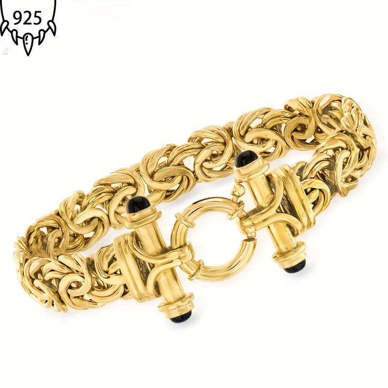 925 Silver 8mm Classic Byzantine Bracelet, Handmade Women's Jewelry, Anniversary Graduation Valentine's Halloween Thanksgiving Christmas Father's Mother's Day Gift, Exquisite Gift Box, Perfectly Suited, Graduation Present, Se