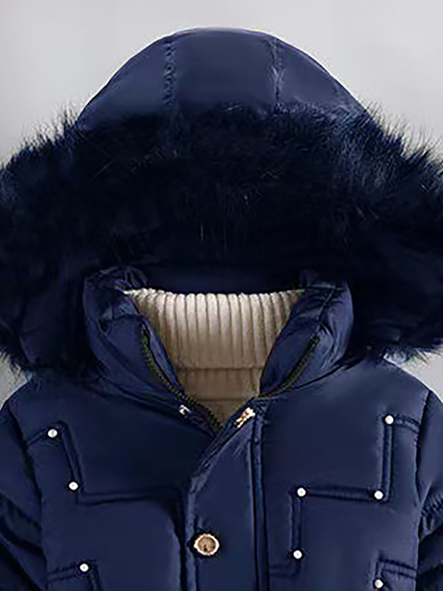 Girls' European & American Style Winter Coat - Thickened Warm Full-Zip Hooded Jacket with Full-Zip Closure, Windproof &, Winter Clothes For Girls