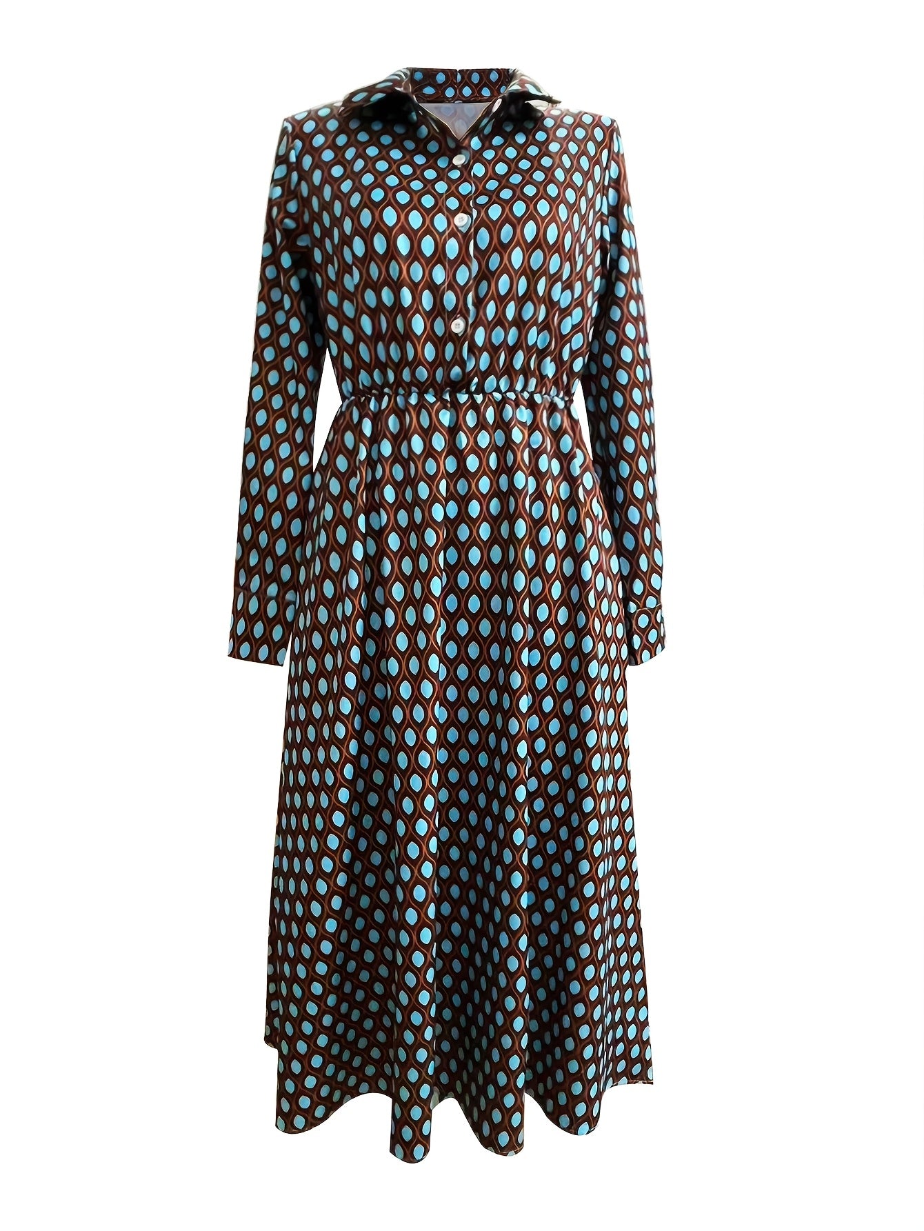 NS702 2025 Spring/Summer New Polka Dot Elegant Print Long Women's Dress Without Belt